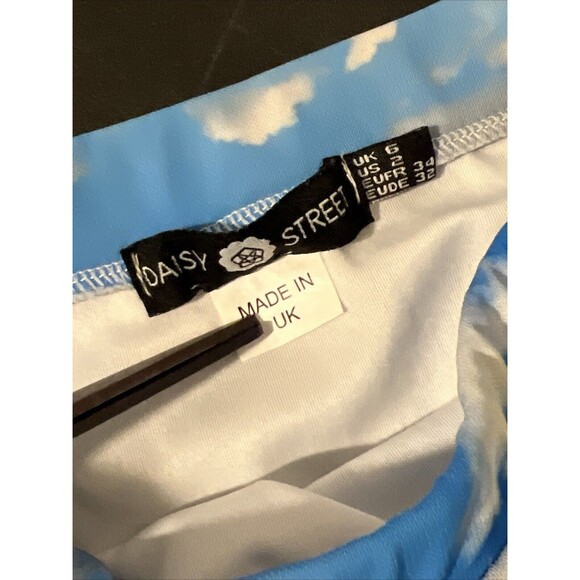 90s Y2K Sky Clouds Print Sheer Mesh Mini Skirt Grunge Rave‎ Hippie Retro Size 2 - Picture 11 of 11